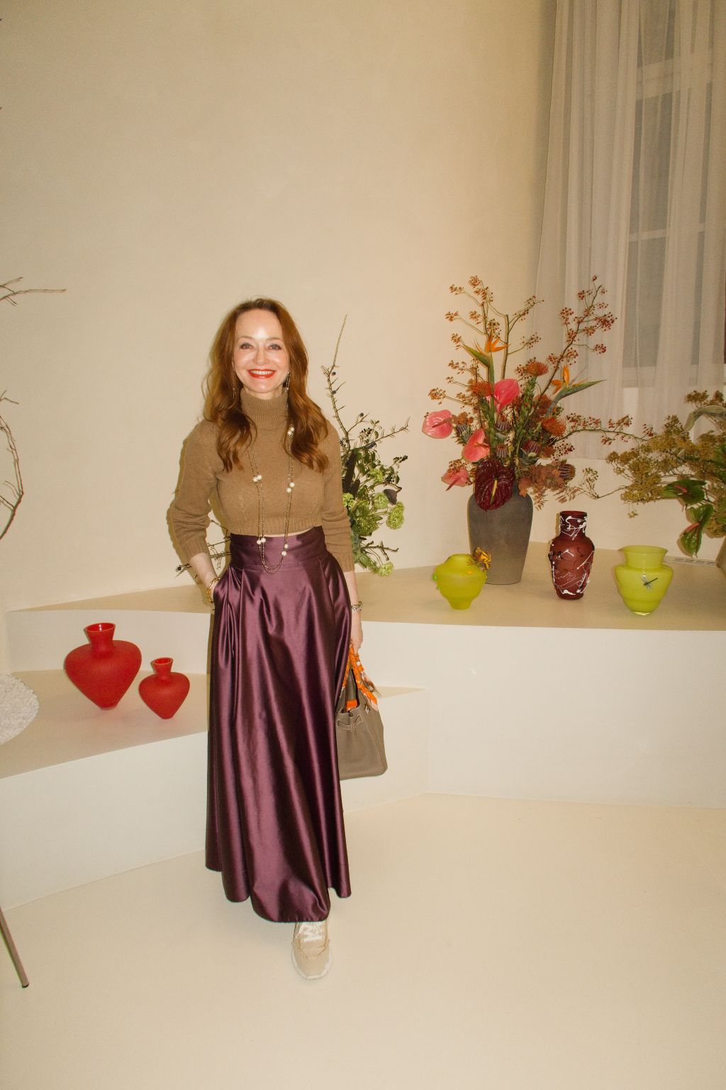 MAXI SKIRT WITH PLEATS - PURPLE